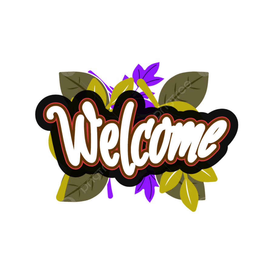 a welcome sign with leaves and the word welcome