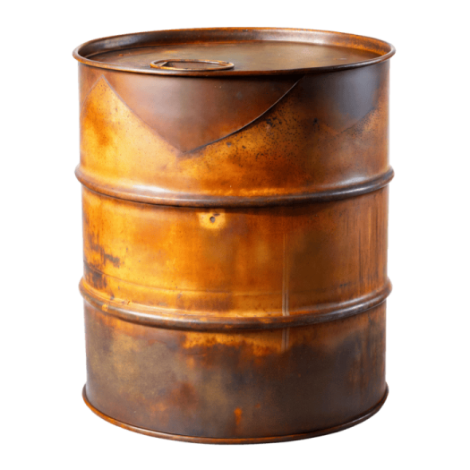 an old metal barrel with a white background