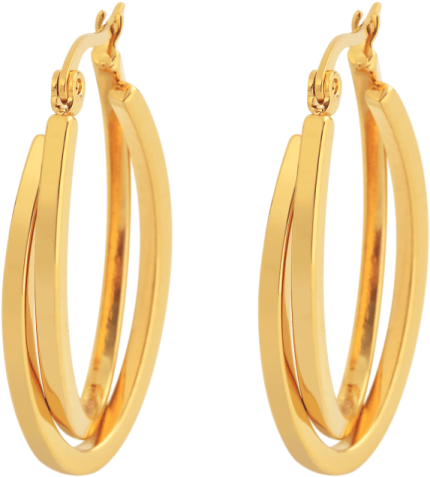 a pair of gold hoop earrings