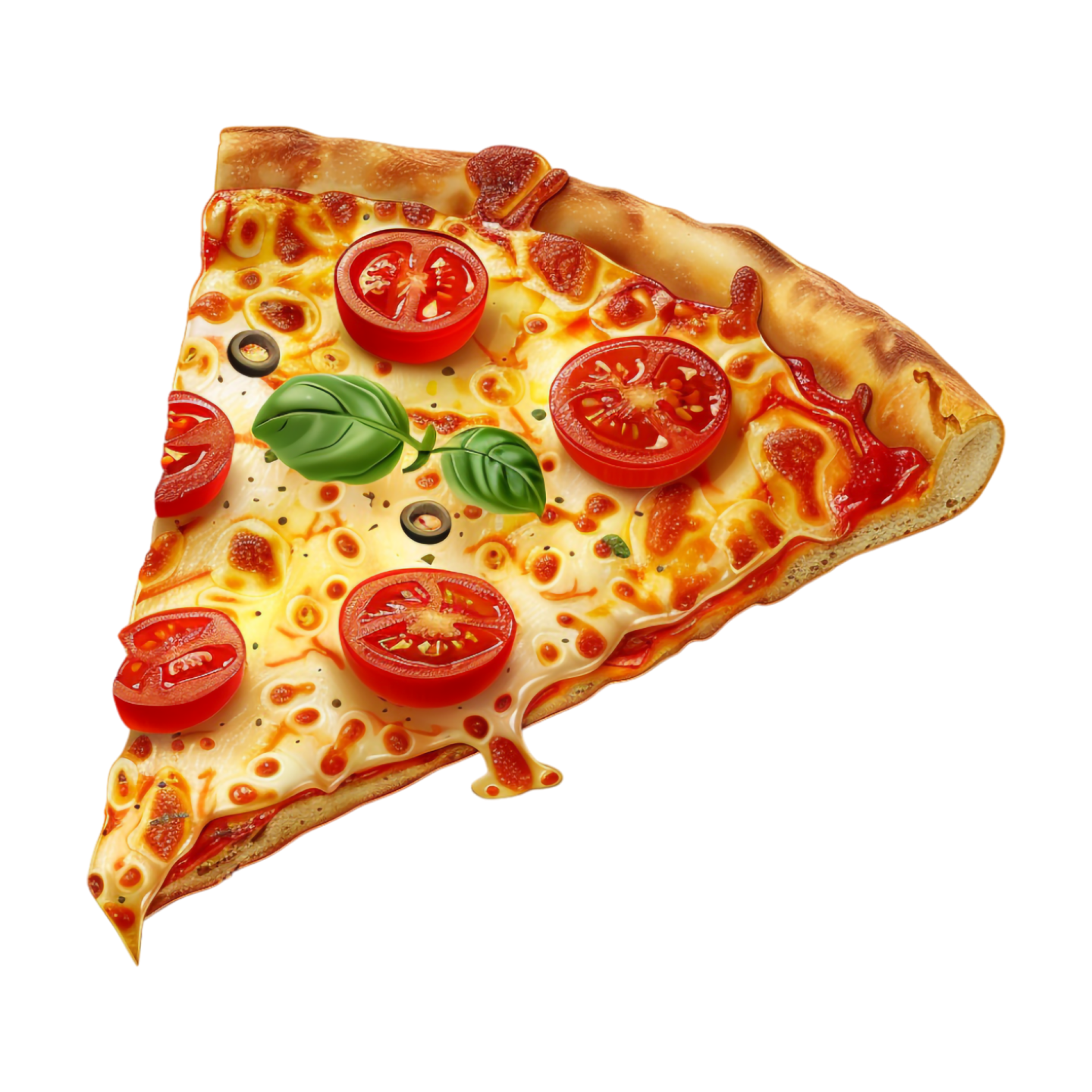 a slice of pizza on a white background