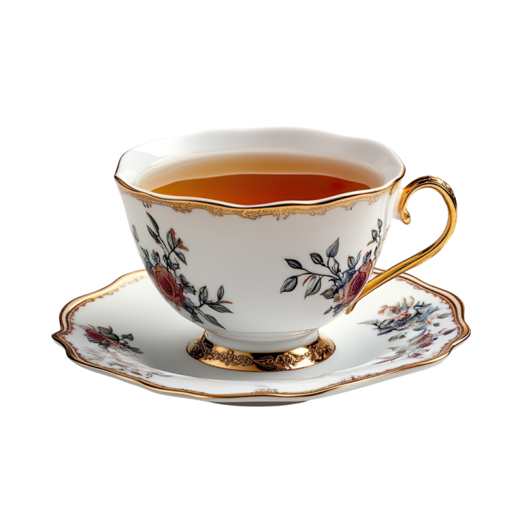 a cup and saucer on a white background