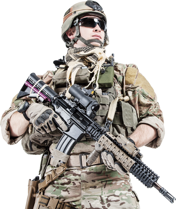 a man in military uniform holding a rifle