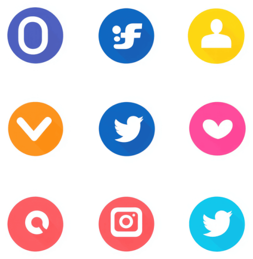 a set of colorful social icons