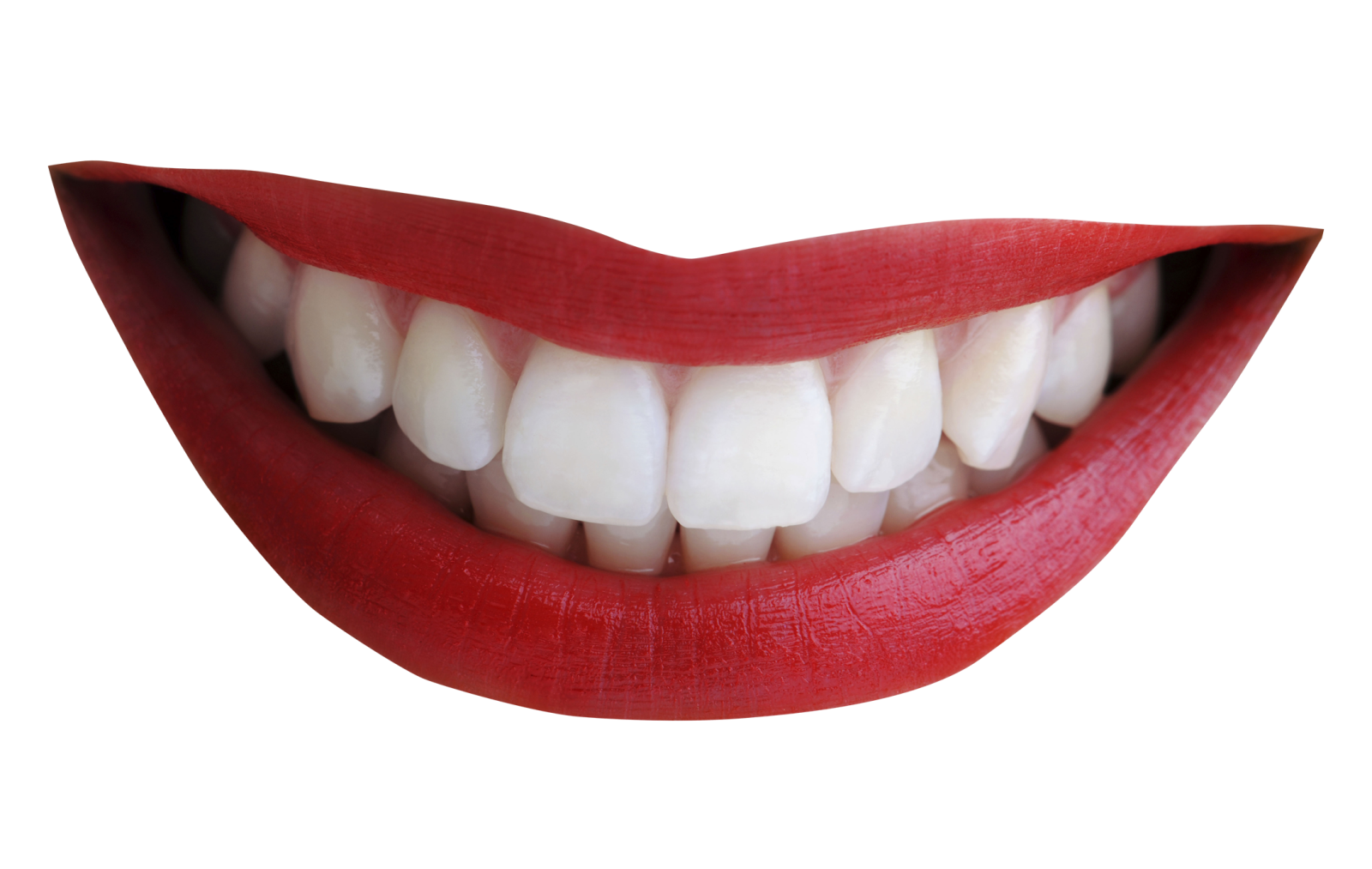 a close up of a red mouth with white teeth