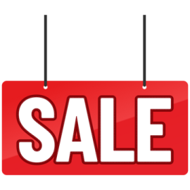 a red sign with the word sale hanging on it