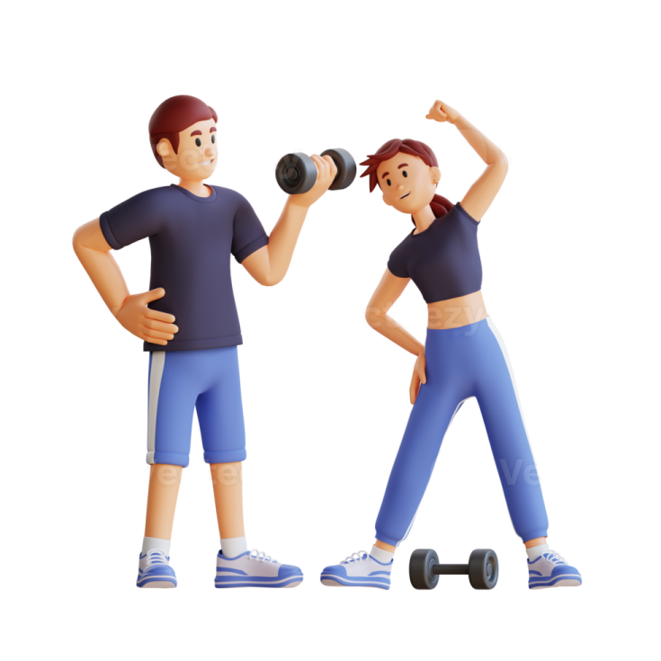 a man and woman doing dumbs with dumb weights