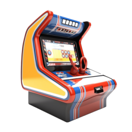 a red and yellow arcade machine