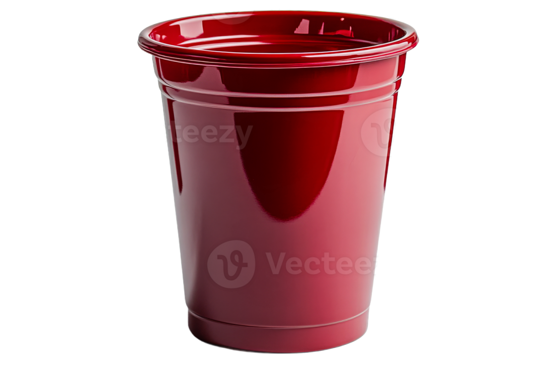 a red plastic cup on white background