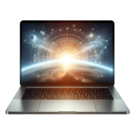 a laptop with an image of the earth in the background