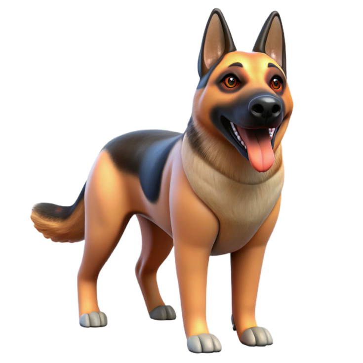 a cartoon character of a german shepherd dog