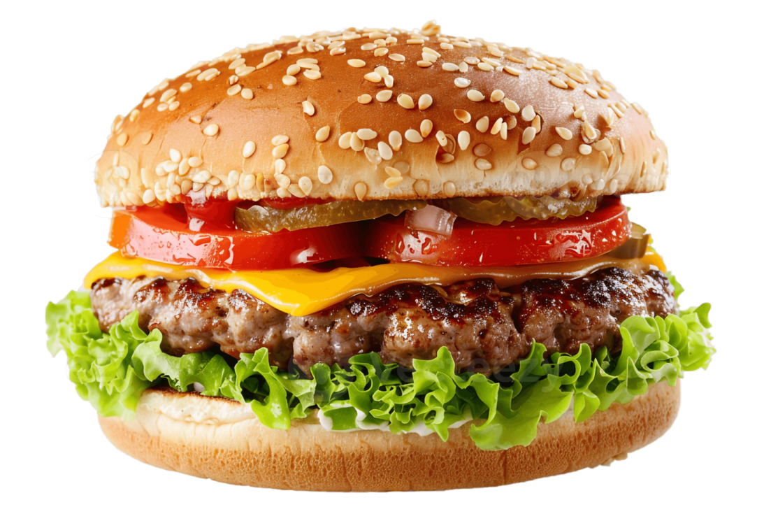 a hamburger on a white background