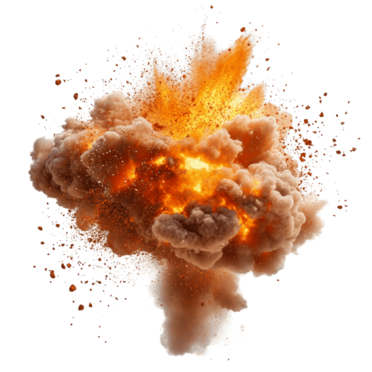 a large explosion of orange and brown smoke