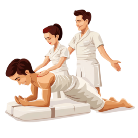 a man and woman are doing a physical exercise