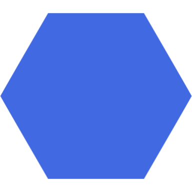 a blue hexagon on a white background