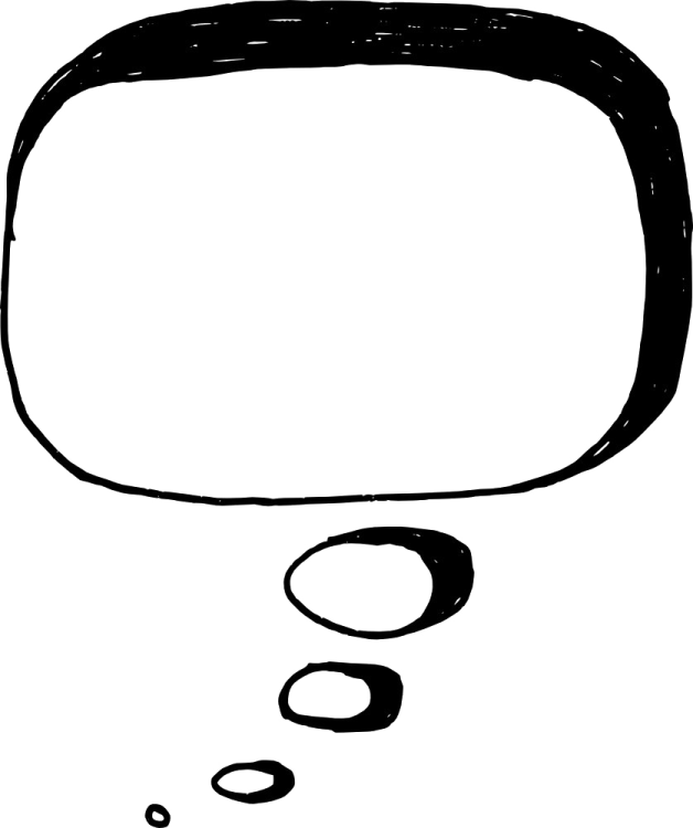 a black and white speech bubble