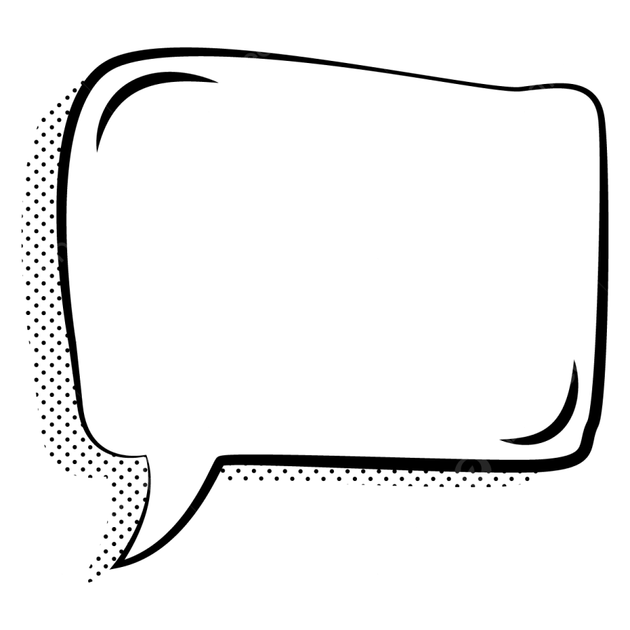 a black and white speech bubble