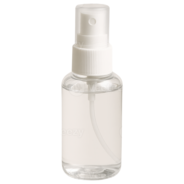 a white bottle with a spray on it
