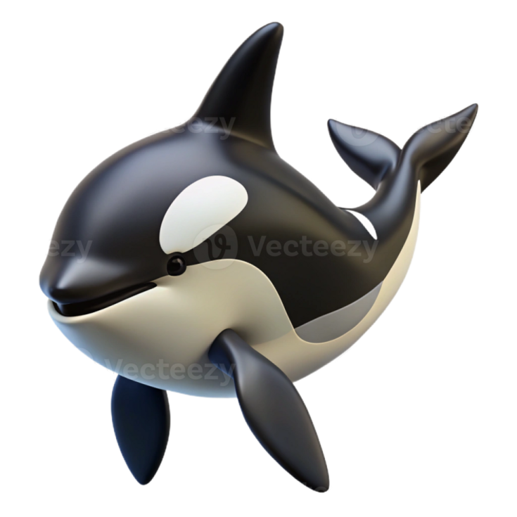 a black and white orca in the air