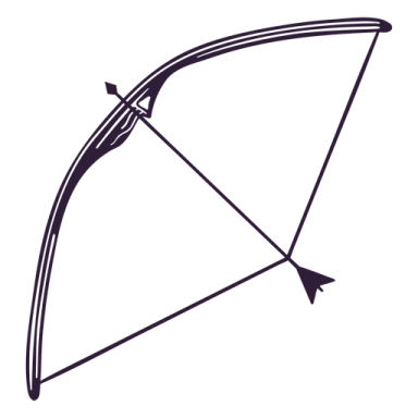 a black and white drawing of an arrow