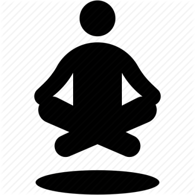 a black and white silhouette of a person sitting in a lotus pose