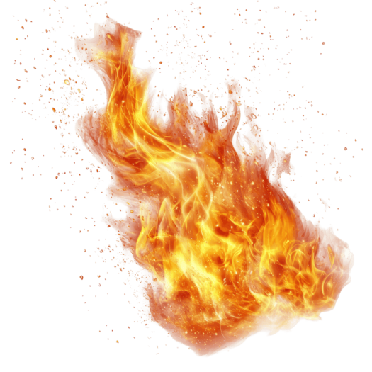 a fire on a white background