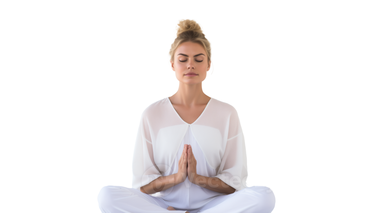 a woman sitting in the middle of a yoga pose