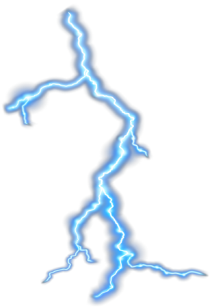 a blue lightning bolt on a white background