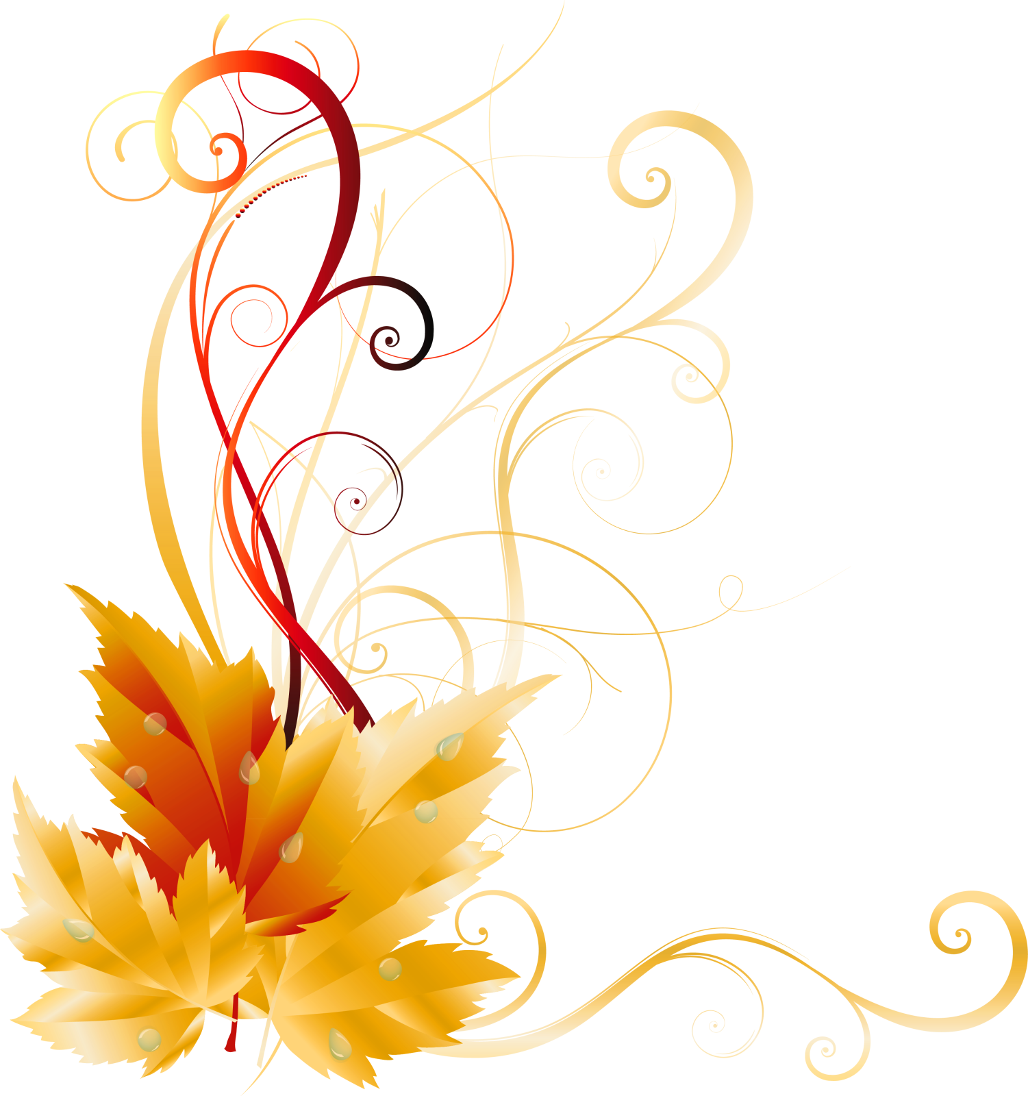 an autumn background with leaves and swirls