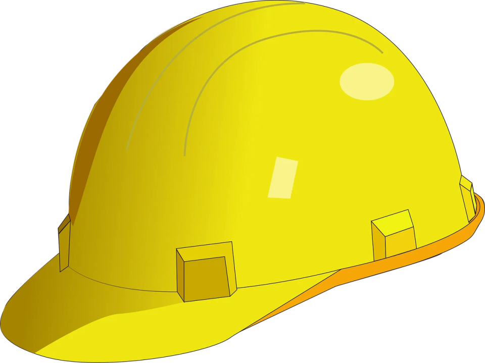 a yellow hard hat