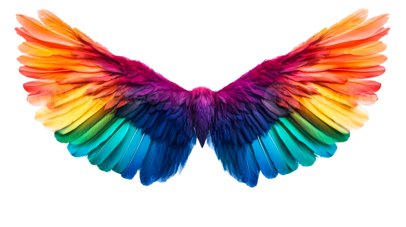 a colorful wing on a white background
