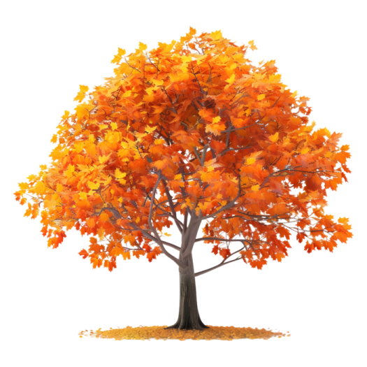 a tree with orange leaves on it