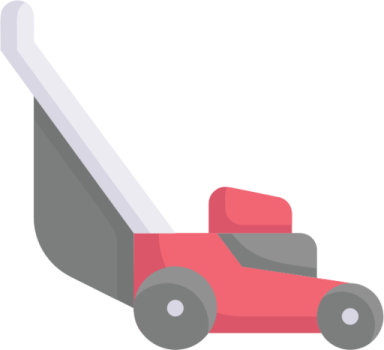 a red lawn mower on a white background