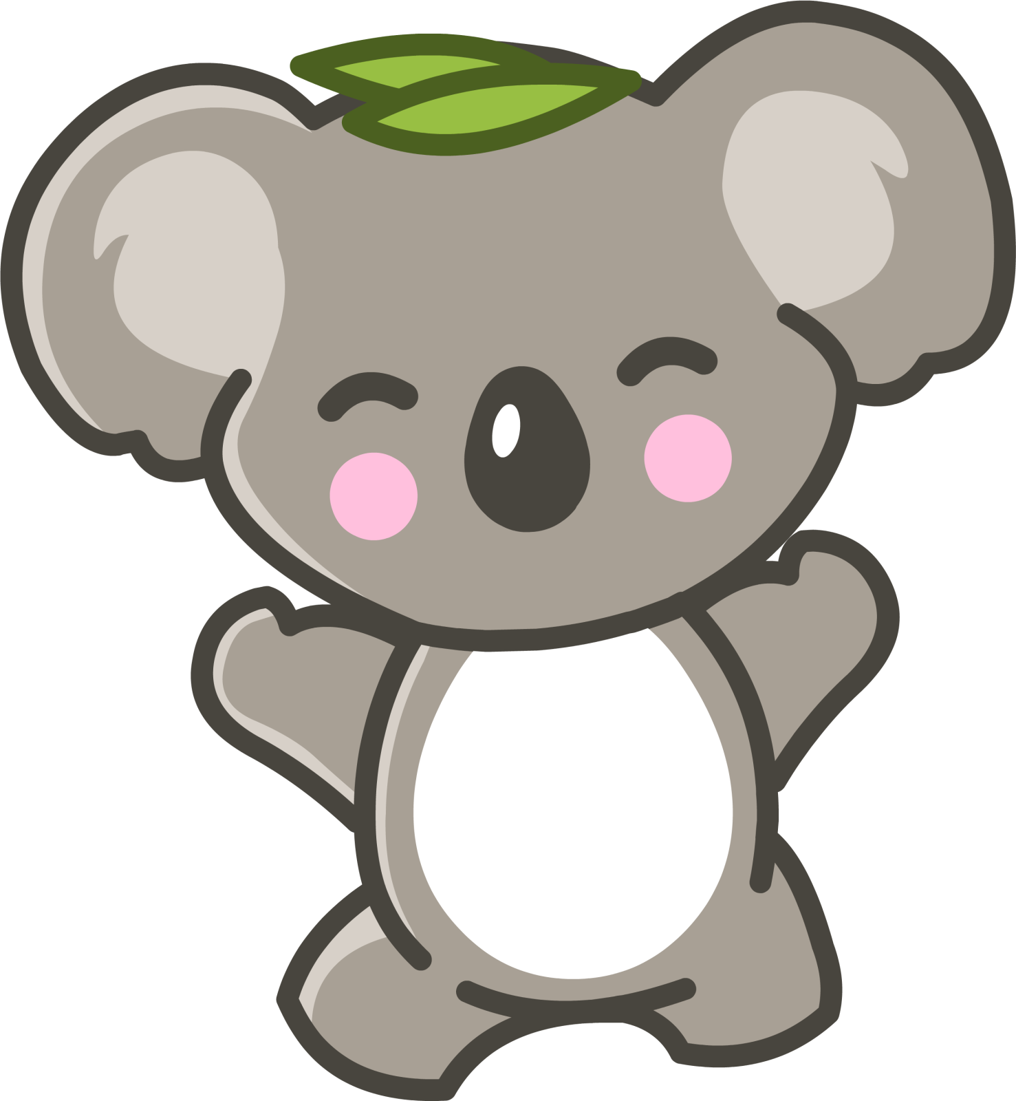 a cartoon koloa with a leaf on its head