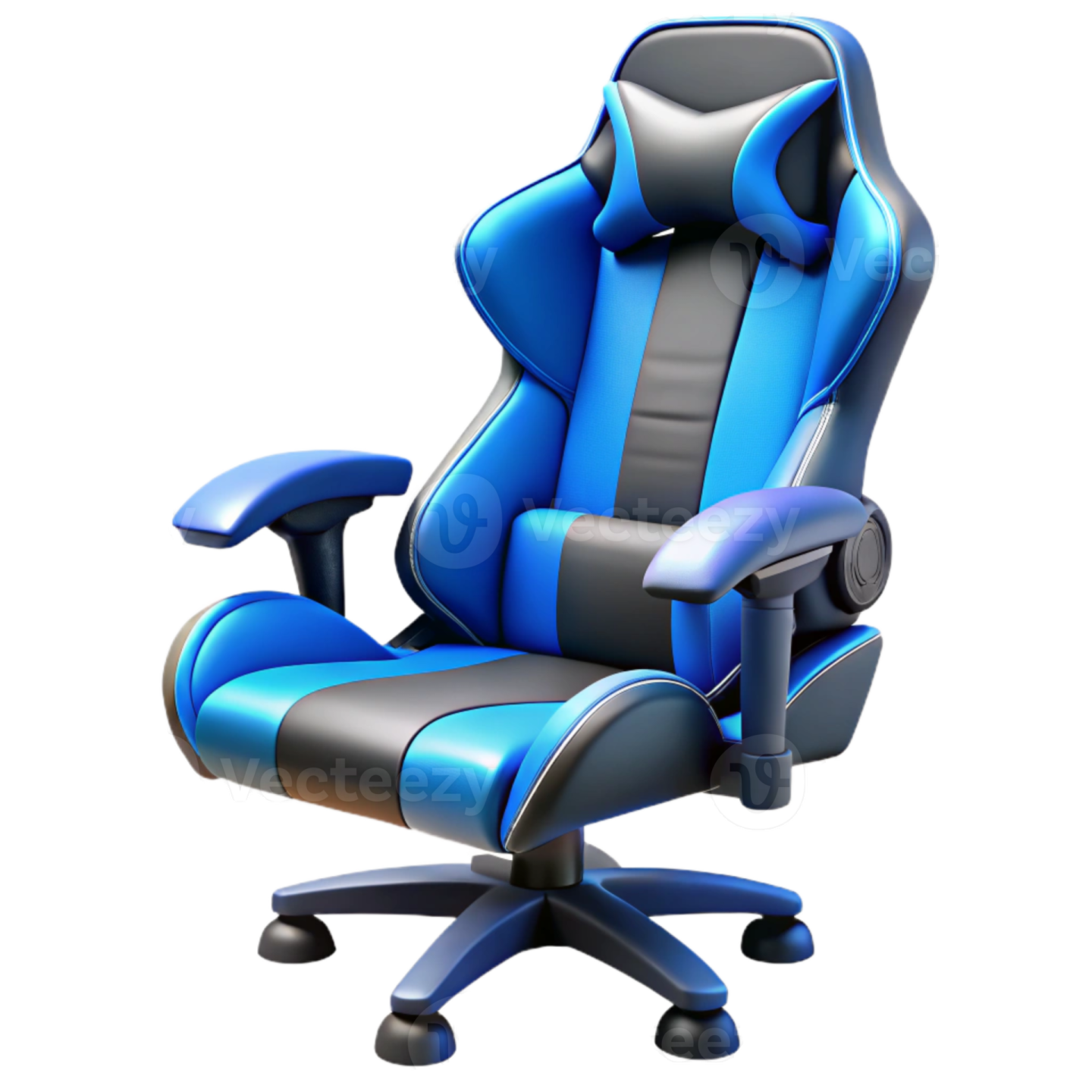 a blue and black gaming chair