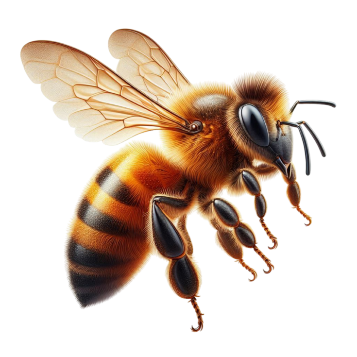a bee on a white background