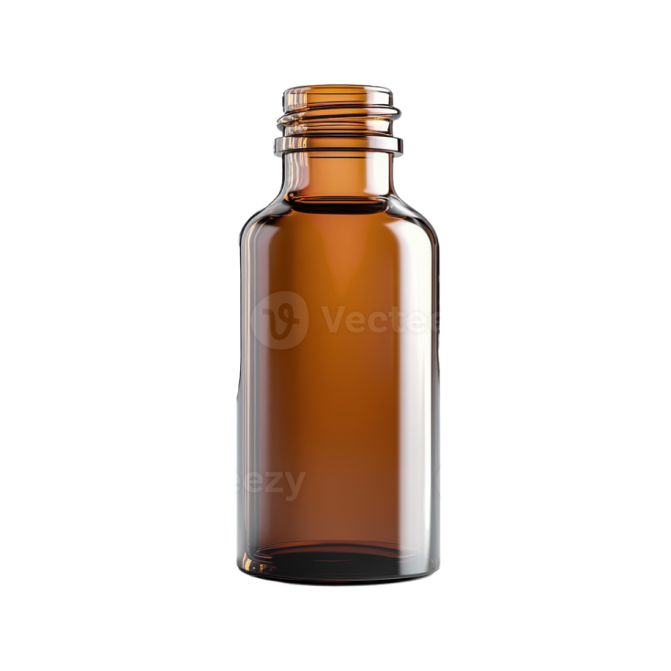 a brown glass bottle with a white background