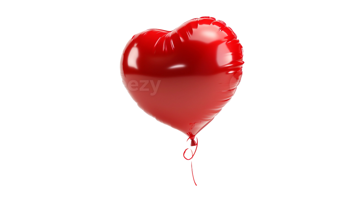 a red heart shaped balloon on a white background