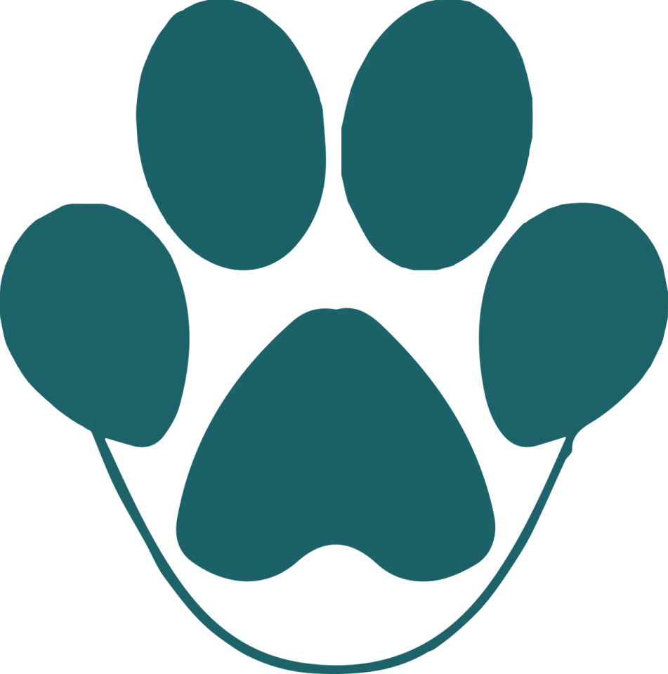 a blue paw print on a white background