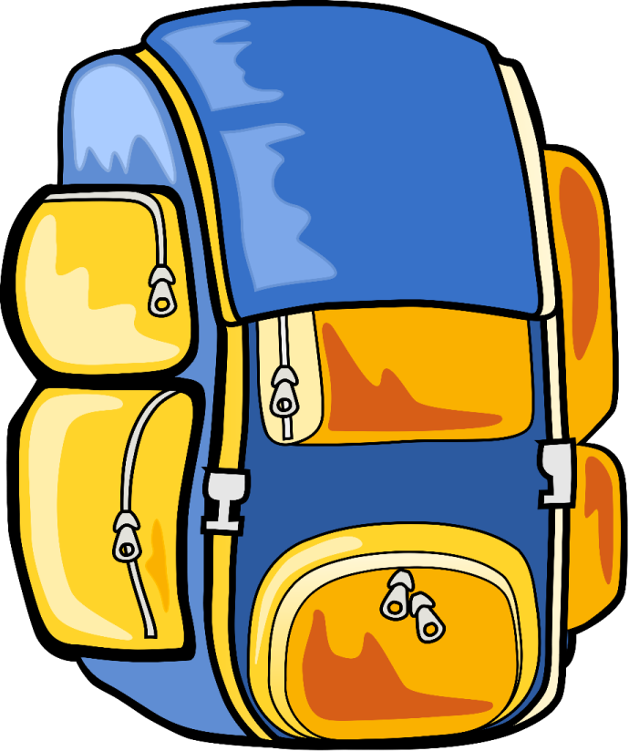 a yellow and blue backpack