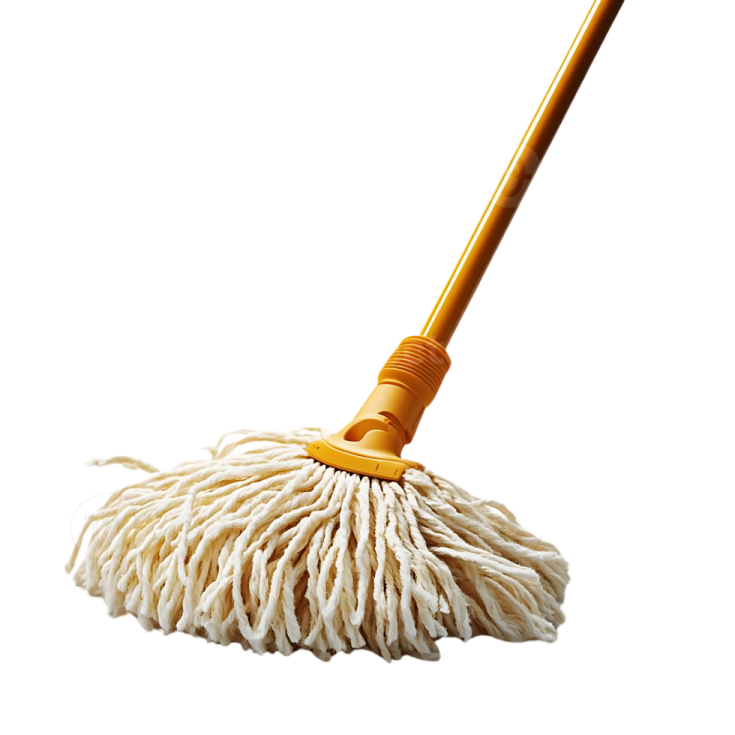 a yellow mop on a white background