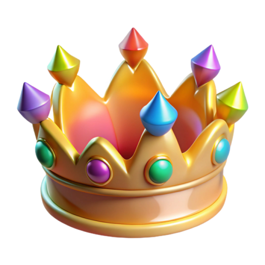 a gold crown with colorful gems on it