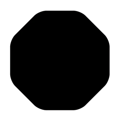 a black hexagon on a white background