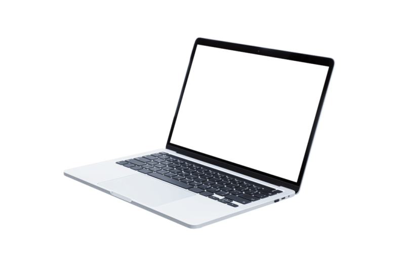 an open laptop computer with a blank screen