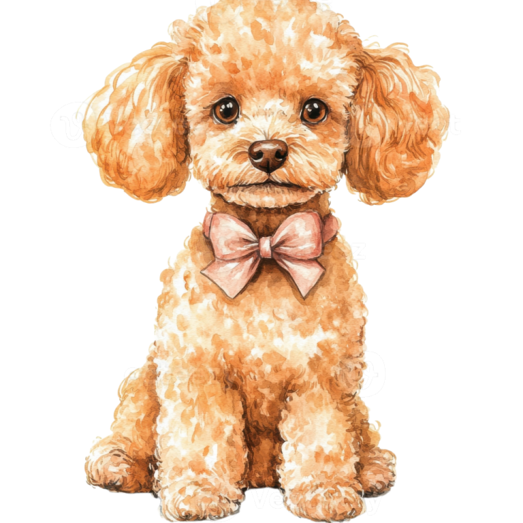 a watercolor painting of a dog with a bow tie