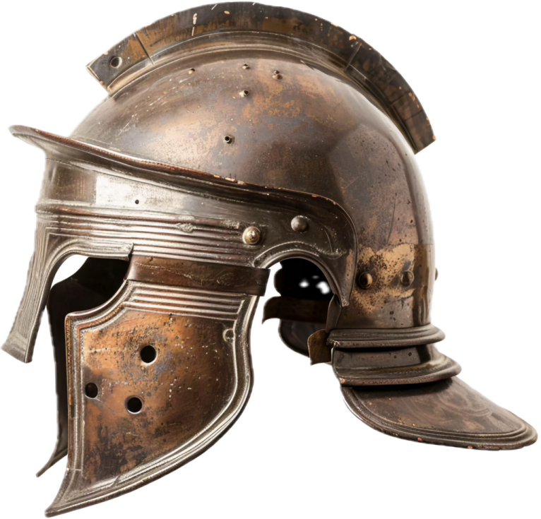 an antique roman helmet