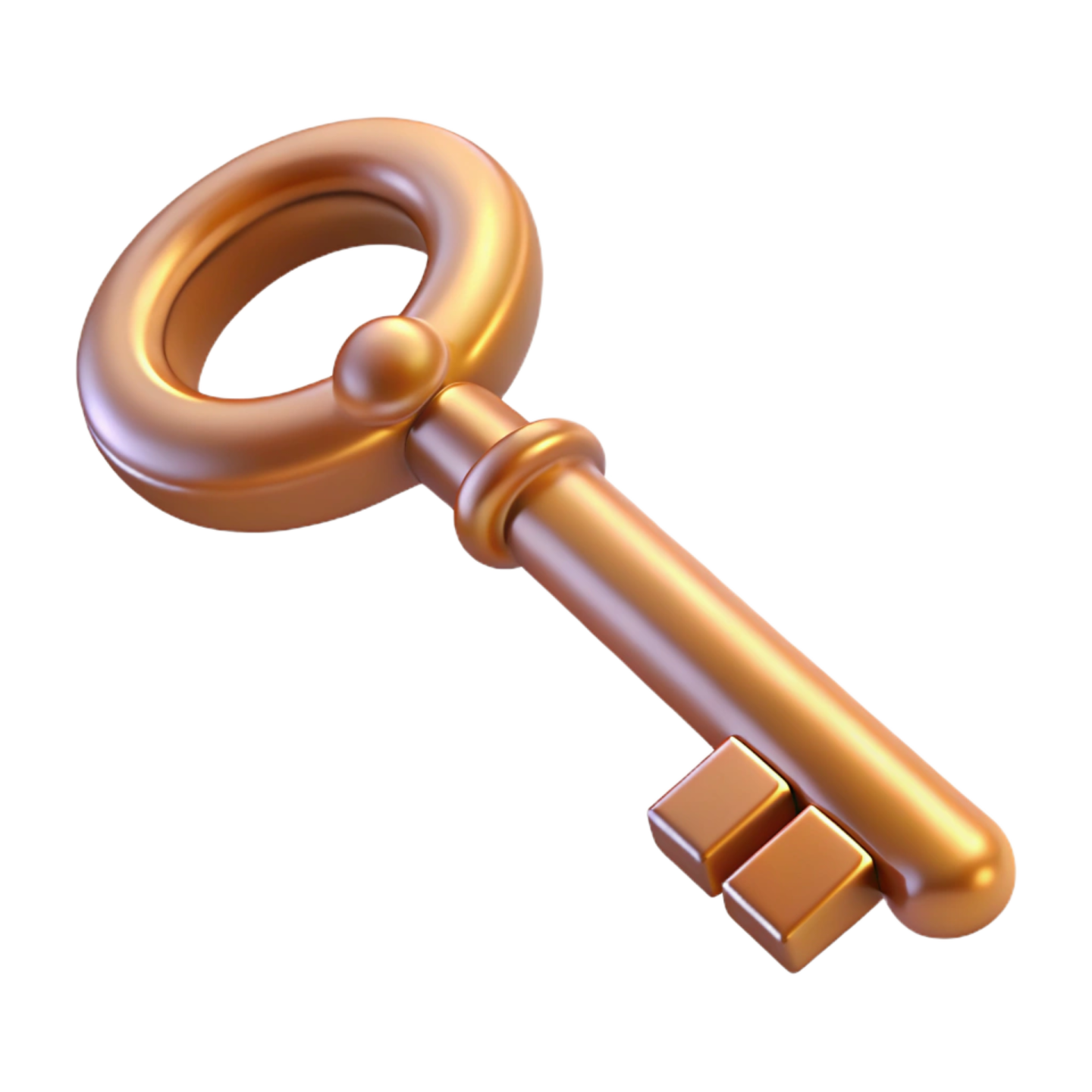 a golden key on a white background