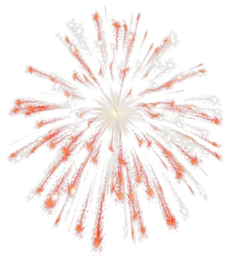 an orange and white firework on a white background
