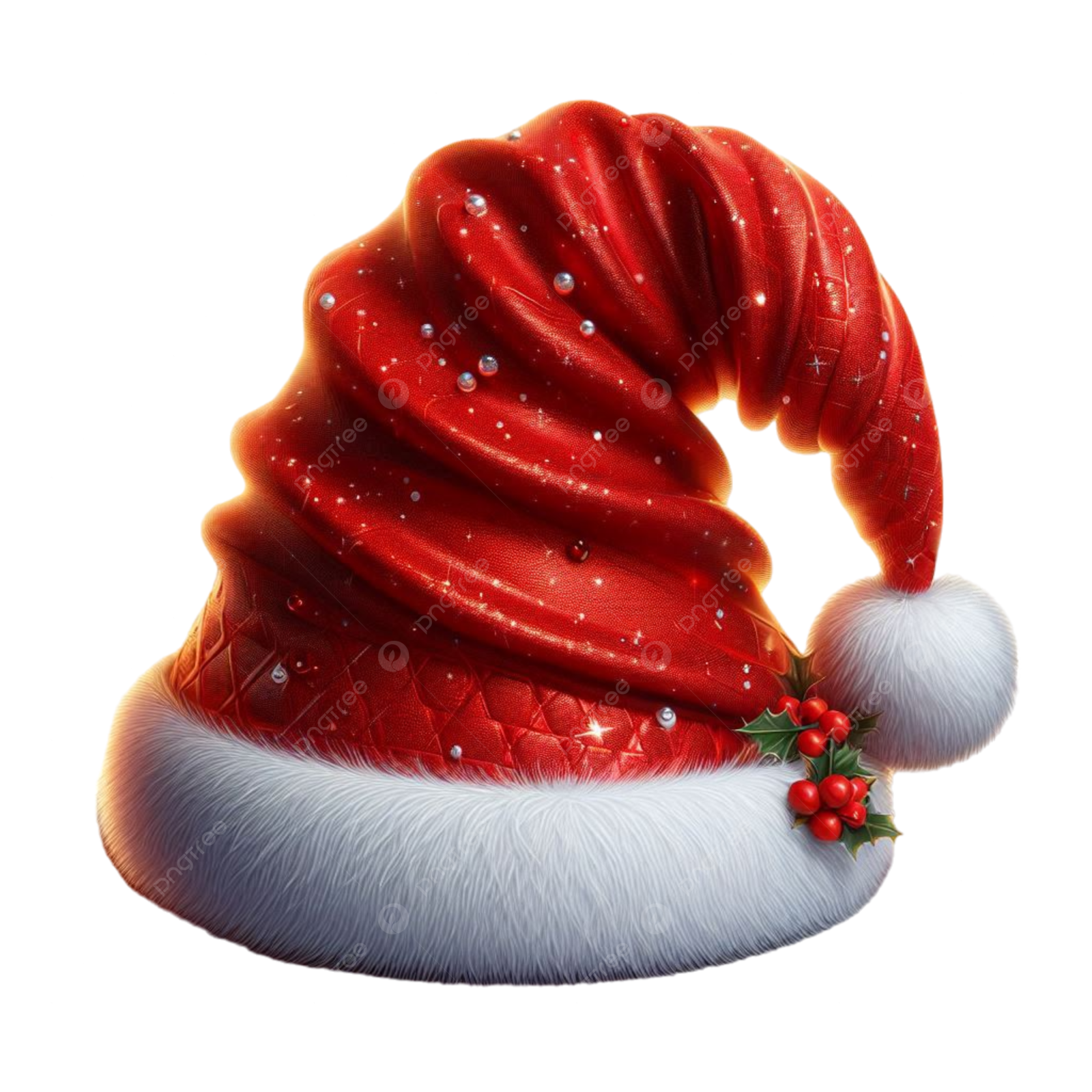 a santa claus hat with red and white fur