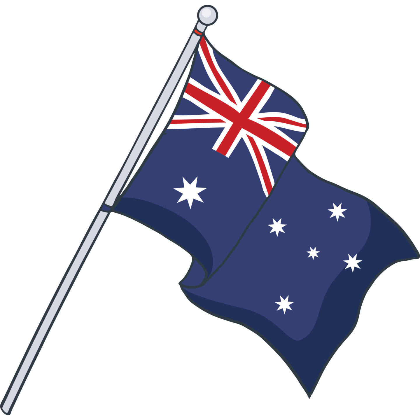 an australian flag on a pole