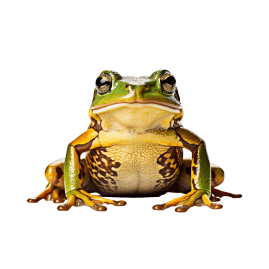 a frog sitting on top of a white surface